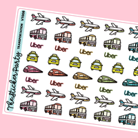 Transportation Planner Stickers | Plane Bus Taxi Train