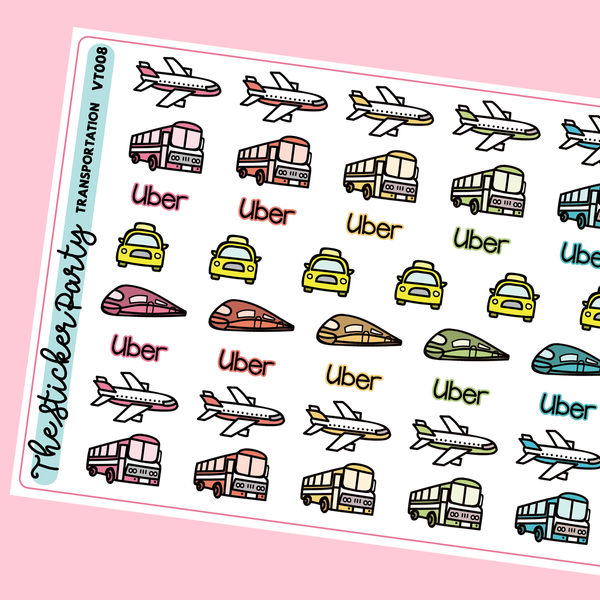 Transportation Planner Stickers | Plane Bus Taxi Train – The Sticker Party