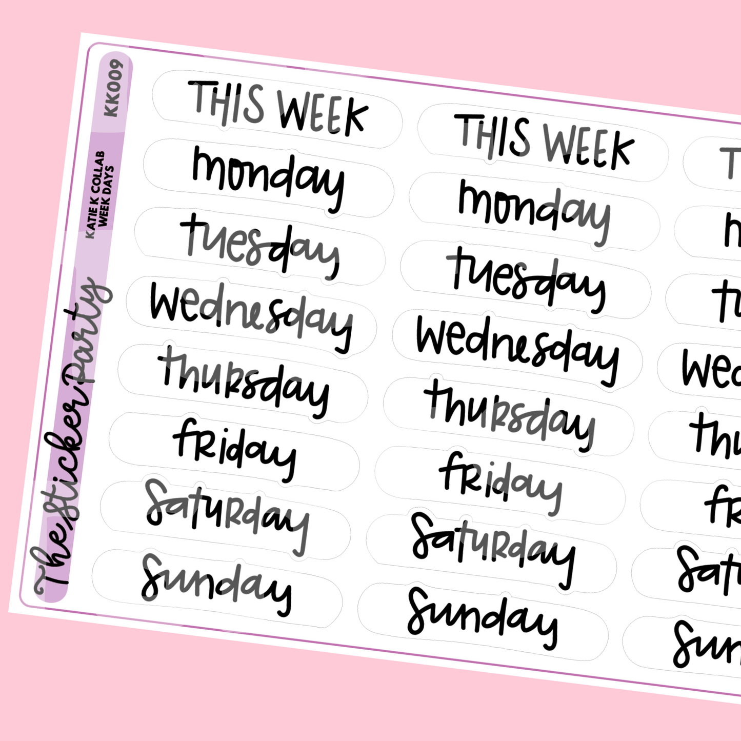 Katie K Plans Collab NEUTRAL WEEKDAYS Planner Stickers