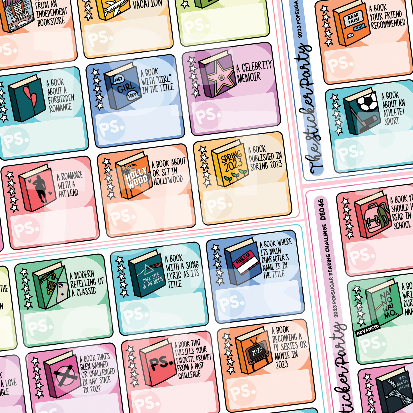 2023 Pop Sugar Reading Challenge Planner Stickers