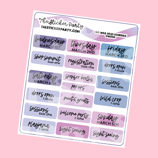 Go Wild 2023 Schedule Sticker Sheet | Washington D.C.
