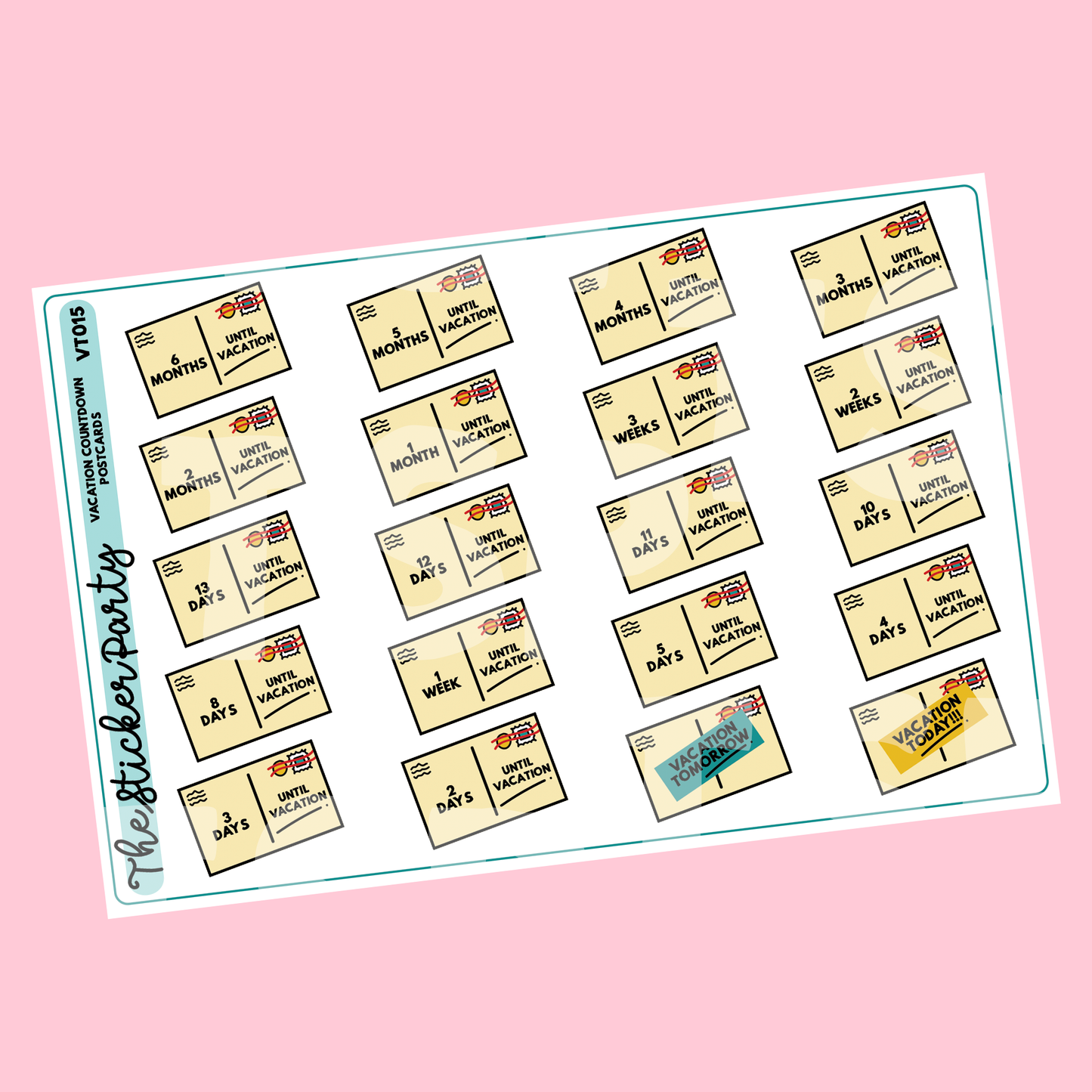Postcard Travel/Vacation Countdown Planner Stickers