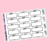 Katie K Plans Collab Appointment Box Planner Stickers