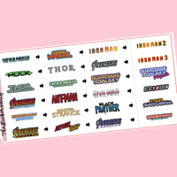 Super Hero Planner Stickers Super Hero Movies Chronological Order