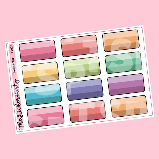 Ombre Box Planner Stickers Ombre Checklist Boxes