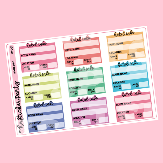 Hotel Info Planner Stickers