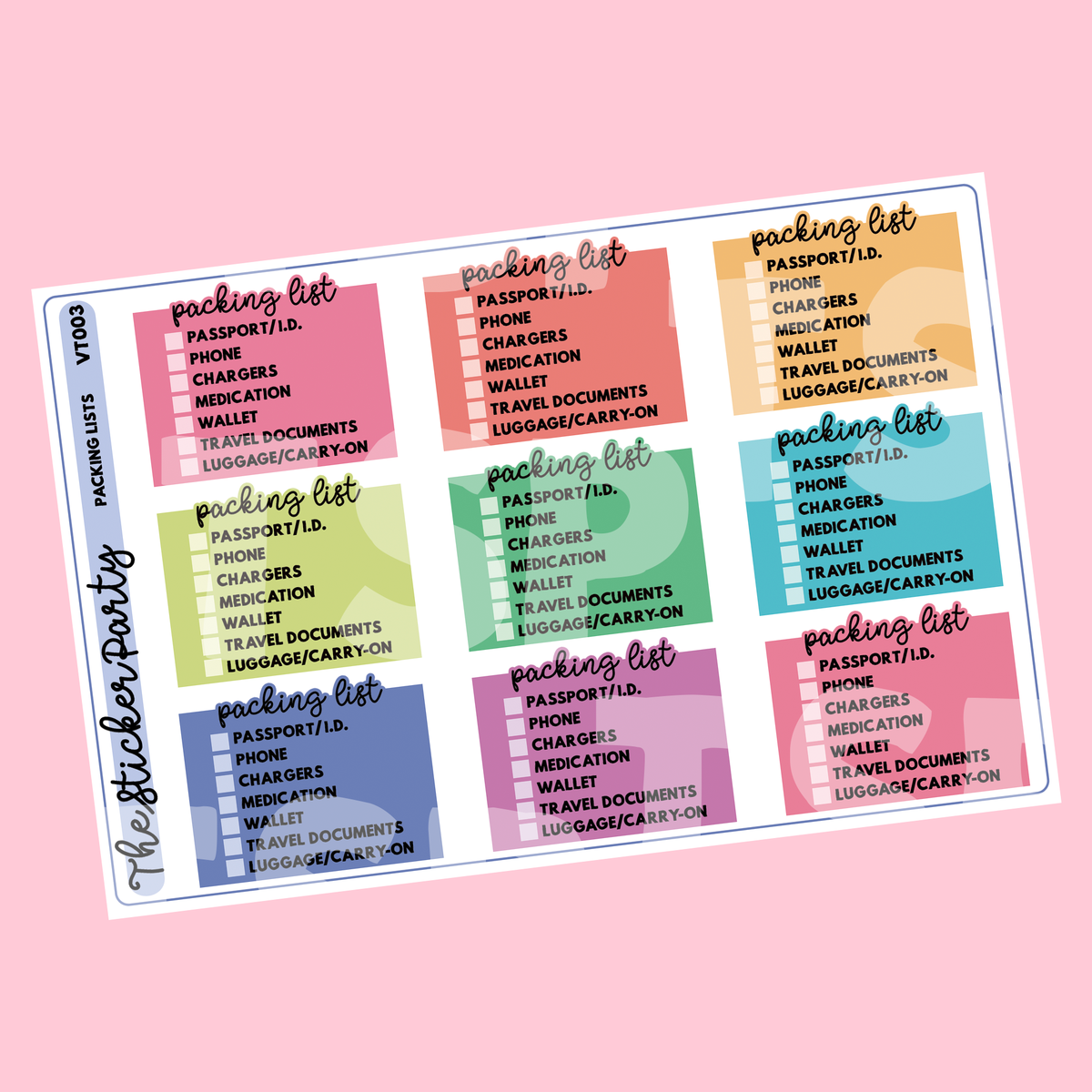 Packing List Planner Stickers – The Sticker Party