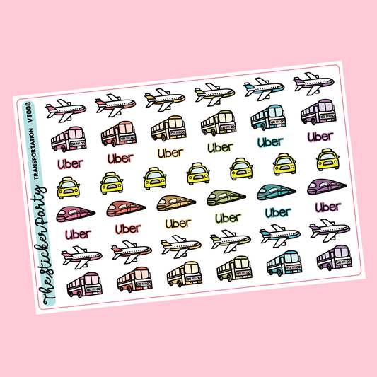 Transportation Planner Stickers | Plane Bus Taxi Train