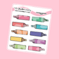 Rainbow Markers Planner Stickers