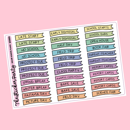 Grade School Planner Stickers Elementary School Stickers Primary School Stickers