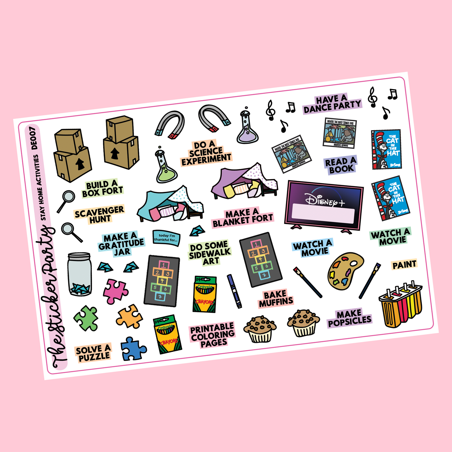 At-Home Activities for Kids Bucket List Kids Activities Sticker Sheet