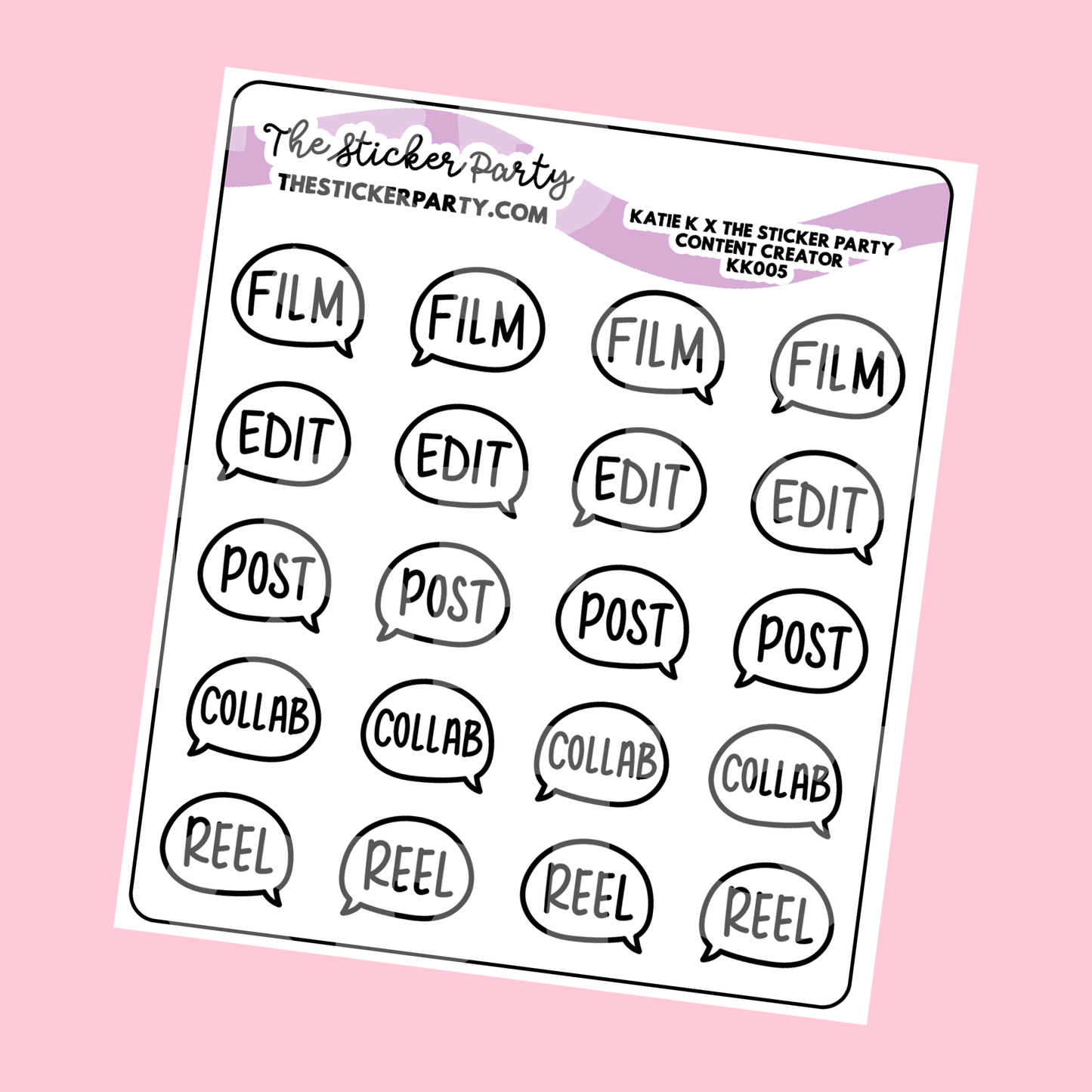 Katie K Plans Collab NEUTRAL Content Creator Planner Stickers Film, Edit, Post, Collab, Reel