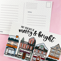 Merry & Bright Christmas Postcards | Pack of 5